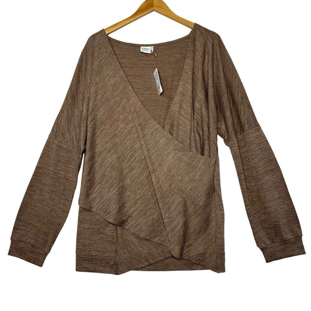 Simple Suzanne Betro Heather Tan Surplice Wrap Top Womens 2X New U0602580‎
